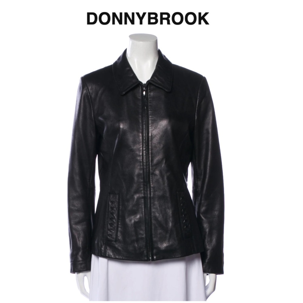 Donnybrook 100% Leather Zipped Black Jacket, Medium NWOT
